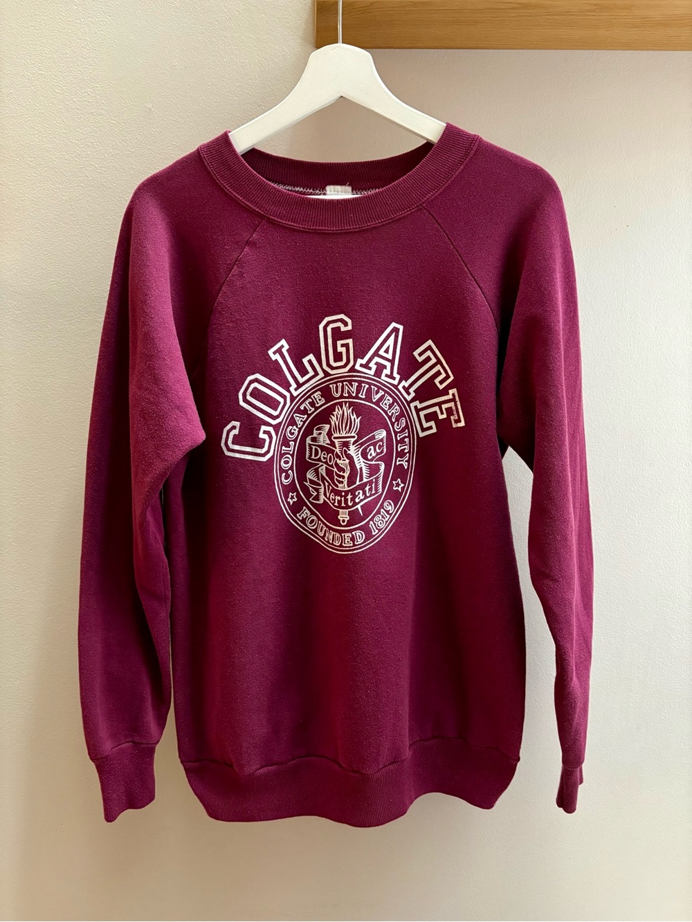 Colgate University true VTG late 70s Collegiate Pacific maroon crewneck M/L